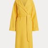 Žluté dámské oboustranné zavinovací kabáty Ralph Lauren z vlněné směsi Žluté dámské oboustranné zavinovací kabáty Ralph Lauren z vlněné směsi