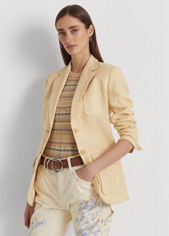 Žluté dámské plátěné blejzry Ralph Lauren rybí kosti Žluté dámské plátěné blejzry Ralph Lauren rybí kosti