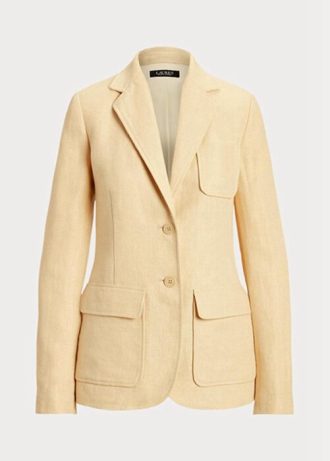 Žluté dámské plátěné blejzry Ralph Lauren rybí kosti Žluté dámské plátěné blejzry Ralph Lauren rybí kosti