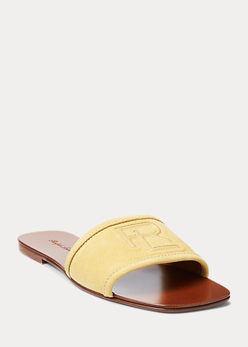 Žluté dámské sandály Ralph Lauren Andela Calf-Suede Žluté dámské sandály Ralph Lauren Andela Calf-Suede