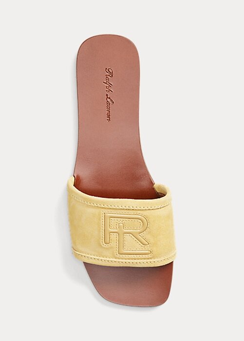 Žluté dámské sandály Ralph Lauren Andela Calf-Suede Žluté dámské sandály Ralph Lauren Andela Calf-Suede