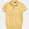 Žluté dámské Slim Fit kašmírové polokošile Ralph Lauren Žluté dámské Slim Fit kašmírové polokošile Ralph Lauren