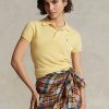 Žluté dámské Slim Fit kašmírové polokošile Ralph Lauren Žluté dámské Slim Fit kašmírové polokošile Ralph Lauren