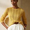 Žluté dámské svetry Ralph Lauren Cable-Knit Silk Crewneck Žluté dámské svetry Ralph Lauren Cable-Knit Silk Crewneck