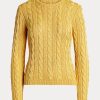 Žluté dámské svetry Ralph Lauren Cable-Knit Silk Crewneck Žluté dámské svetry Ralph Lauren Cable-Knit Silk Crewneck
