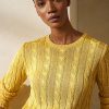 Žluté dámské svetry Ralph Lauren Cable-Knit Silk Crewneck Žluté dámské svetry Ralph Lauren Cable-Knit Silk Crewneck