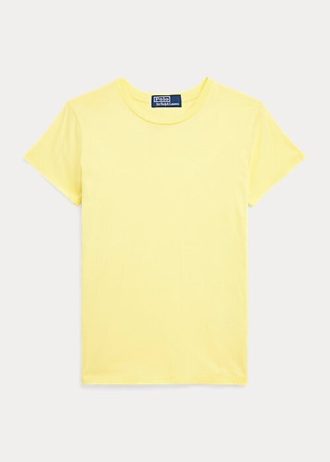 Žlutá dámská trička Ralph Lauren z organické bavlny s výstřihem Žlutá dámská trička Ralph Lauren z organické bavlny s výstřihem