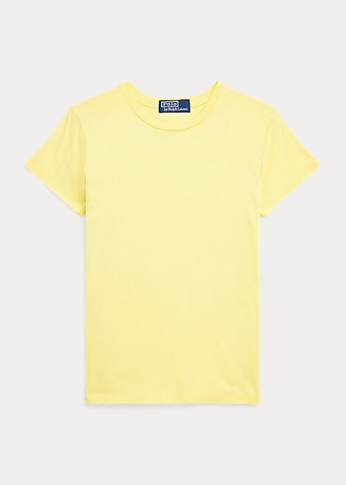 Žlutá dámská trička Ralph Lauren z organické bavlny s výstřihem Žlutá dámská trička Ralph Lauren z organické bavlny s výstřihem