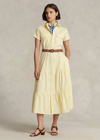 Bílo/modré dámské strečové šaty Ralph Lauren s barevným blokováním