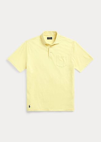 Žluté pánské bavlněno-lněné polokošile Ralph Lauren Classic Fit