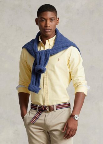 Žluté pánské košile Oxford Slim Fit Ralph Lauren