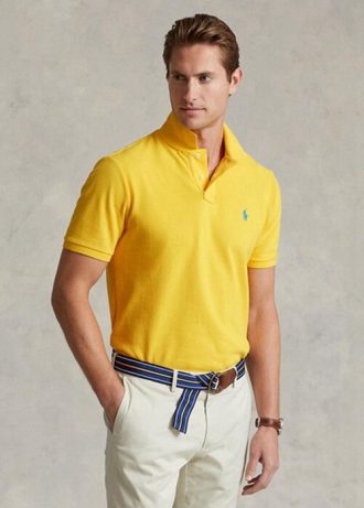 Žluté pánské polokošile Slim Fit Mesh Ralph Lauren Custom