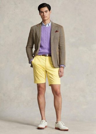 Žluté pánské strečové keprové šortky Ralph Lauren Tailored Fit