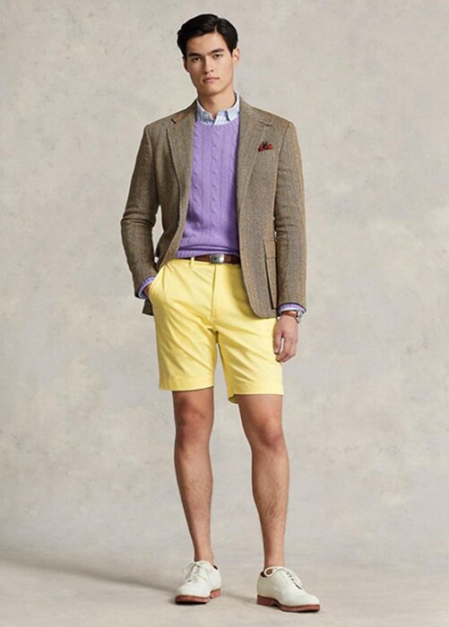 Žluté pánské strečové keprové šortky Ralph Lauren Tailored Fit Žluté pánské strečové keprové šortky Ralph Lauren Tailored Fit