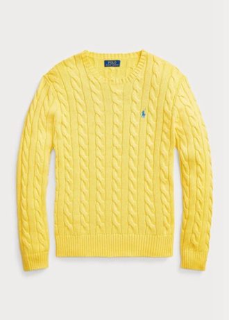 Žluté pánské svetry Ralph Lauren Bavlněné svetry s kabelovým úpletem