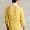 Žluté pánské svetry Ralph Lauren Bavlněné svetry s kabelovým úpletem Žluté pánské svetry Ralph Lauren Bavlněné svetry s kabelovým úpletem