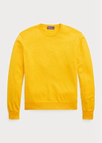 Žluté pánské svetry Ralph Lauren Cotton Crewneck