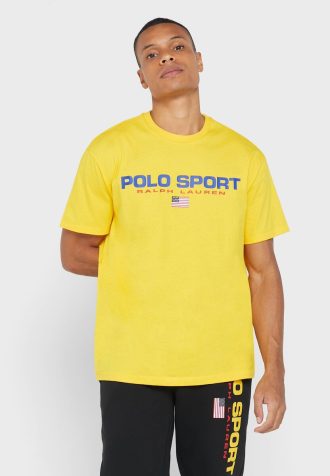 Žlutá pánská trička Ralph Lauren Logo Crew Neck