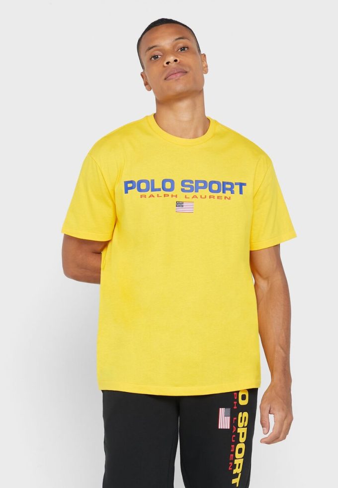 Žlutá pánská trička Ralph Lauren Logo Crew Neck