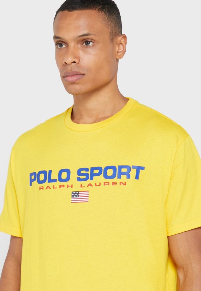 Žlutá pánská trička Ralph Lauren Logo Crew Neck