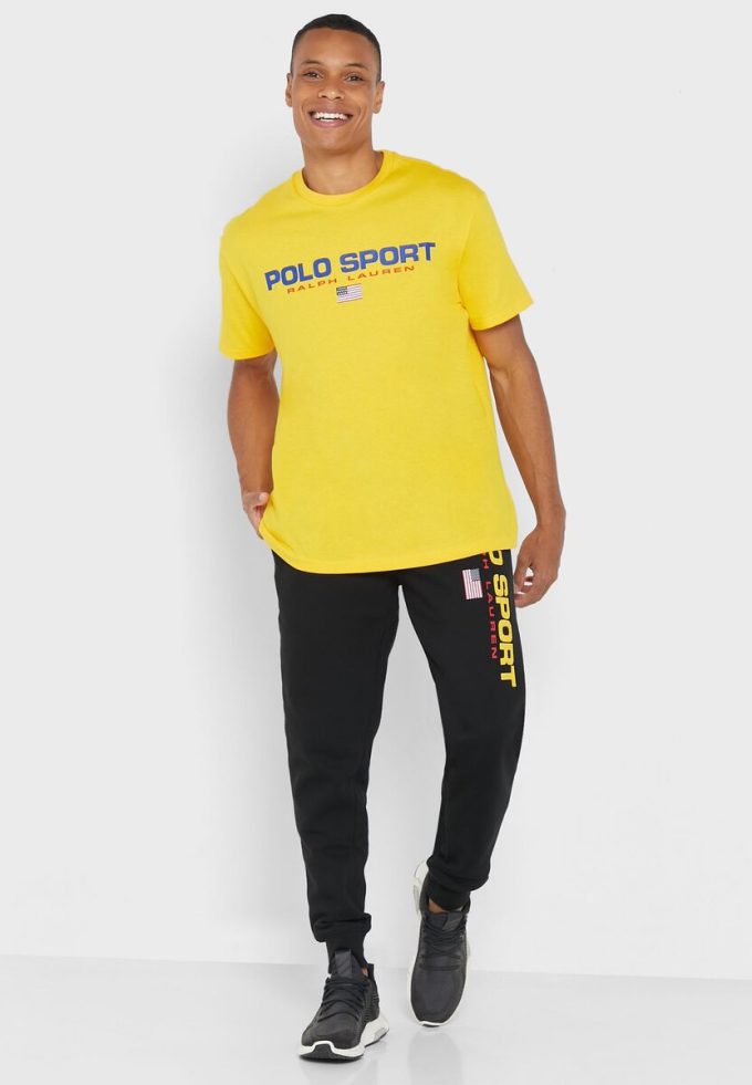 Žlutá pánská trička Ralph Lauren Logo Crew Neck