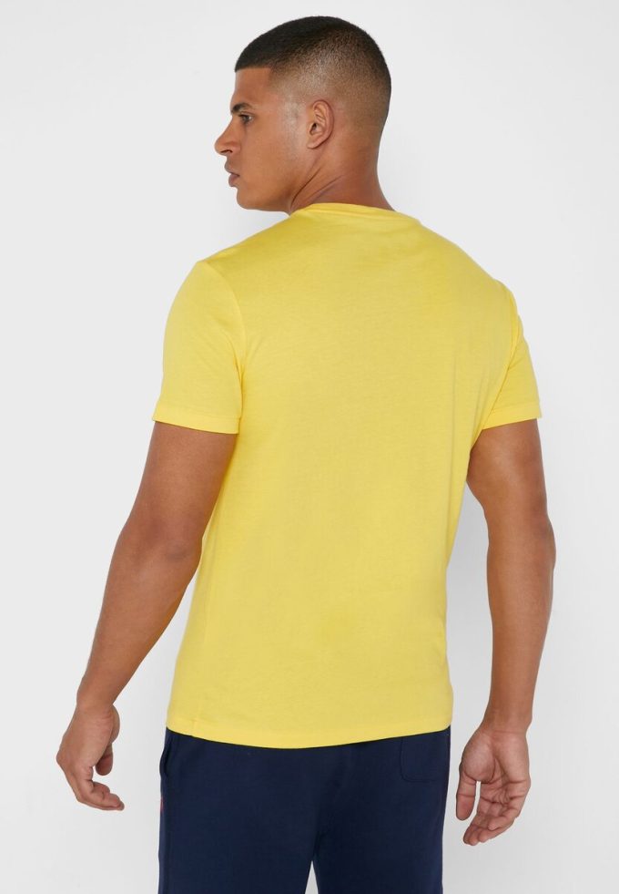 Žlutá pánská trička Ralph Lauren s logem na hrudi a výstřihem