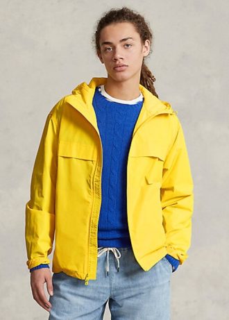 Žluté pánské vodoodpudivé bundy s kapucí Ralph Lauren