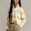 Žluté dámské ragbyové košile Ralph Lauren s pruhovaným zkráceným Jersey Žluté dámské ragbyové košile Ralph Lauren s pruhovaným zkráceným Jersey