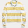 Žluté dámské ragbyové košile Ralph Lauren s pruhovaným zkráceným Jersey Žluté dámské ragbyové košile Ralph Lauren s pruhovaným zkráceným Jersey