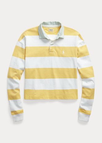 Žluté dámské ragbyové košile Ralph Lauren s pruhovaným zkráceným Jersey Žluté dámské ragbyové košile Ralph Lauren s pruhovaným zkráceným Jersey