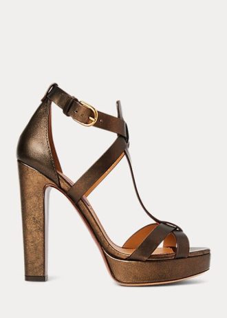 Měděné dámské sandály z telecí kůže Ralph Lauren Dakota Měděné dámské sandály z telecí kůže Ralph Lauren Dakota