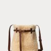 Medové/smetanové dámské kabelky Ralph Lauren Shearling Mini Bellport Bucket Bags