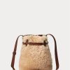 Medové/smetanové dámské kabelky Ralph Lauren Shearling Mini Bellport Bucket Bags