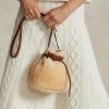 Medové/smetanové dámské kabelky Ralph Lauren Shearling Mini Bellport Bucket Bags