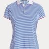 Modré/bílé dámské pruhované Jersey Polo trička Ralph Lauren Modré/bílé dámské pruhované Jersey Polo trička Ralph Lauren