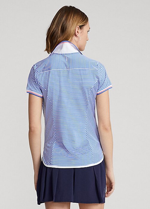 Modré/bílé dámské pruhované Jersey Polo trička Ralph Lauren Modré/bílé dámské pruhované Jersey Polo trička Ralph Lauren