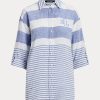 Modré / bílé dámské pruhované oversize plátěné košile Ralph Lauren Modré / bílé dámské pruhované oversize plátěné košile Ralph Lauren