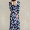 Modré dámské šaty Ralph Lauren s květinovými bavlněnými ohlávkami Modré dámské šaty Ralph Lauren s květinovými bavlněnými ohlávkami