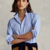 Modré dámské bavlněné košile Ralph Lauren High-Low