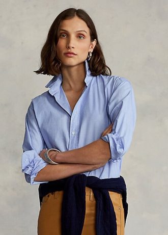 Modré dámské bavlněné košile Ralph Lauren High-Low Modré dámské bavlněné košile Ralph Lauren High-Low