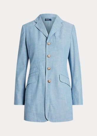 Modré dámské bavlněné sako Ralph Lauren Long Chambray Modré dámské bavlněné sako Ralph Lauren Long Chambray