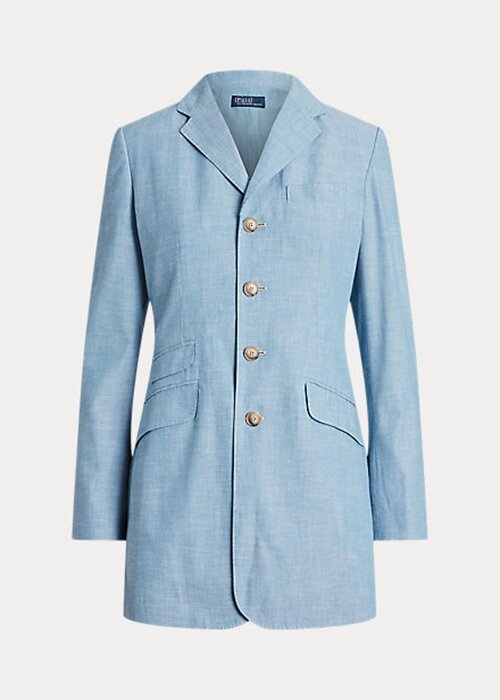 Modré dámské bavlněné sako Ralph Lauren Long Chambray Modré dámské bavlněné sako Ralph Lauren Long Chambray