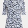 Modrá dámská bavlněná trička Ralph Lauren Floral Stretch Modrá dámská bavlněná trička Ralph Lauren Floral Stretch