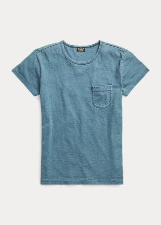 Modrá dámská bavlněná trička Ralph Lauren Indigo s kapsami Modrá dámská bavlněná trička Ralph Lauren Indigo s kapsami