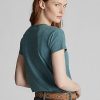 Modrá dámská bavlněná trička Ralph Lauren Indigo s kapsami Modrá dámská bavlněná trička Ralph Lauren Indigo s kapsami