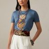 Modrá dámská bavlněná trička Ralph Lauren Island Polo Bear Modrá dámská bavlněná trička Ralph Lauren Island Polo Bear