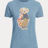 Modrá dámská bavlněná trička Ralph Lauren Island Polo Bear Modrá dámská bavlněná trička Ralph Lauren Island Polo Bear