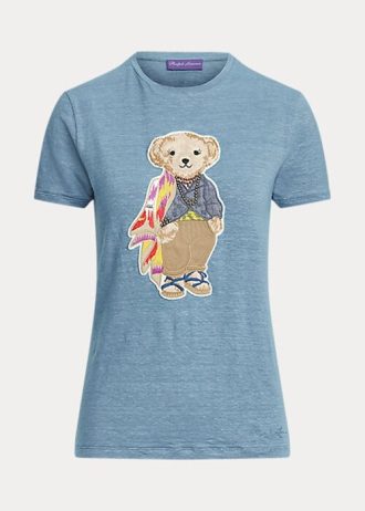 Modrá dámská bavlněná trička Ralph Lauren Island Polo Bear