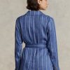 Modré dámské blejzry Ralph Lauren s pruhovaným páskem, plátno-bavlna