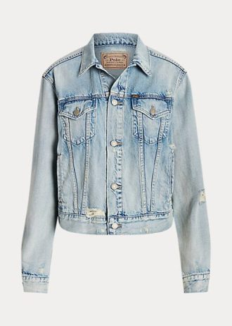 Modré dámské bundy Ralph Lauren Denim Trucker